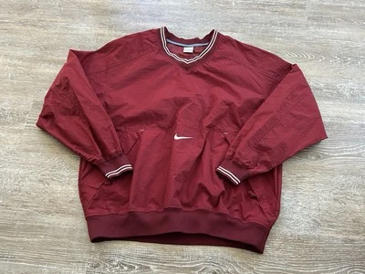 Vintage 90s Nike Windbreaker Anorak Jacket V Neck Pullover Center Swoosh Large - Image 1 of 4