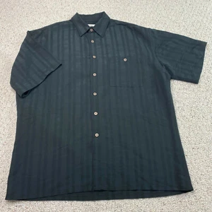 Moda Campia Mens Shirt sz L Gray Striped Lightweight Short Sleeve Button Up VTG - Picture 1 of 13