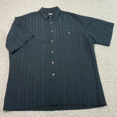 Moda Campia Mens Shirt sz L Gray Striped Lightweight Short Sleeve Button Up VTG - Image 1 of 4