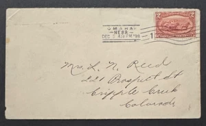 AtoZ. Nice 1898 Omaha NE Cancel on 2c Trans Miss. to Cripple Creek Colorado - Picture 1 of 2