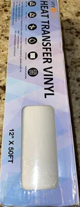 12” x 50 ft Heat Transfer Vinyl Roll Iron On T-Shirt HTV for Cricut, Silhouette - Picture 1 of 5