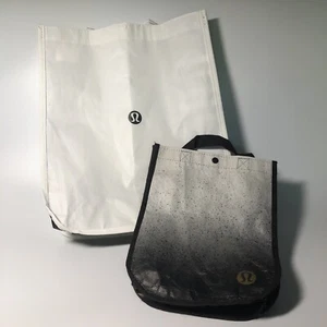Bundle Of 2 Lululemon Reusable Tote Shopping Bags Small & Large Shopper White - Picture 1 of 20
