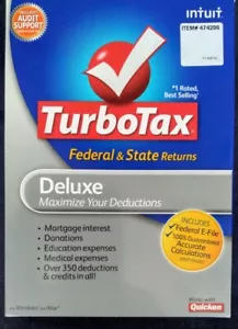 TurboTax Deluxe 2009 Software for Federal and State Tax Preparation, CD - Picture 1 of 4