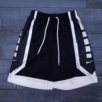 NIKE Dri-Fit Elite Stripe 9" Basketball Shorts Mens Size MEDIUM Black White - Image 1 of 4