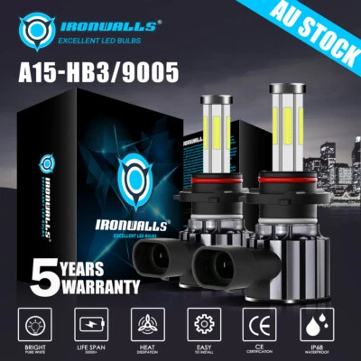 6-Sides 9005 HB3 LED Headlight Globes Replace Kit Hi/Low Beam White 320W 38400LM - image 1 of 4