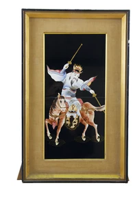 Lenwile Ardalt Artware Japan Hand Painted Framed Wall Tile Warrior on Horseback - Picture 1 of 13