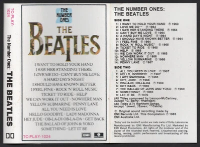 1983 MUSIC AUDIO CASSETTE TAPE - [ALBUM: THE NUMBER ONES] GROUP: THE BEATLES - Image 1 of 4