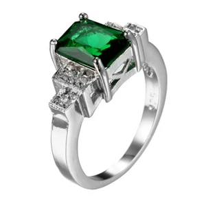 Yellow/Purple/Blue/Green Princess Cut AAA Cz White Gold Filled Ring Size 6-10 - Picture 1 of 12