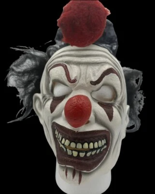 Clown Mask Creepy with Hair and Hat Costume Adult Halloween Scary Horror - Image 1 of 4