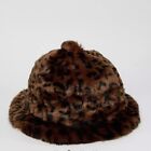 NEW Kangol Fuzzy Leopard Faux Fur Casual Bucket Hat Unisex Medium