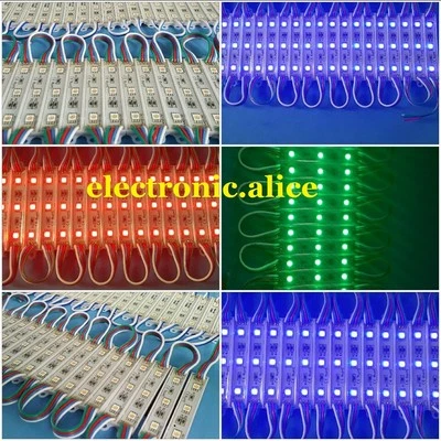 10pcs 3LED Module SMD 5050 warm white/Red/Green/Blue/RGB/Yellow 12V Sign Design - Image 1 of 3