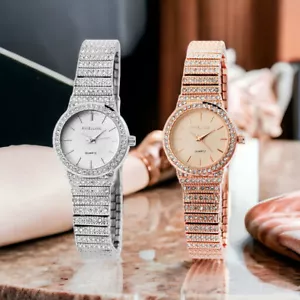 Excellanc Reloj de Mujer Mujeres Ø26mm Small Cinta de Metal Estrás Plata Rosa - Bild 1 von 8