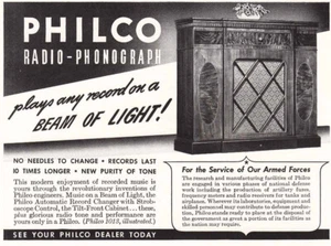 1942 Philco Radio-Phonograph: Beam of Light Vintage Print Ad - Picture 1 of 1
