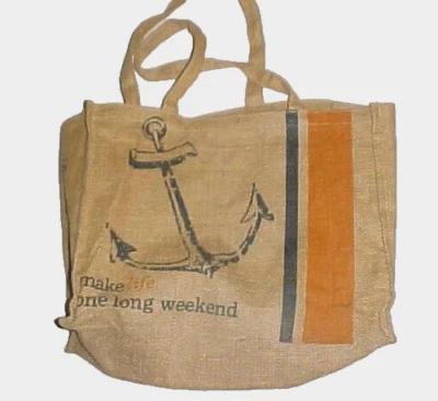 Bolso de Mano Tommy Bahama Make Life One Largo Fin de Semana Marrón Arpillera 17" x 14" x 5" Foto 1 de 2