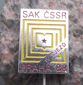 1988 SAK Socialist Academy Czechoslovakia IV Conference National Front Pin Badge - Picture 1 of 2