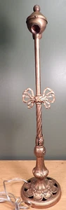 ANTIQUE CAST IRON MILCAST SLAG GLASS LAMP BASE WITH BENJAMIN DOUBLE SOCKET - Picture 1 of 12