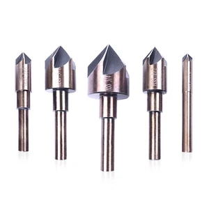 Pack 5 82 Degree 5 Flutes Countersink Drill Bit Set Chamfering Cutter Device - Picture 1 of 9