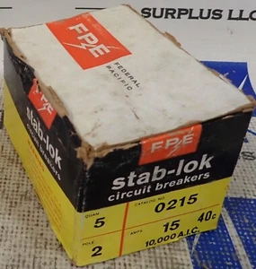 Box of 5 NEW FPE Stab-lok Circuit Breaker 0215 2 Pole 15A 240V NC215 skinny - Picture 1 of 7