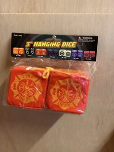 Hanging Dice 3” Fire Department Red Yellow Novelty Hot Rod Low Rider - Picture 1 of 2
