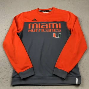 Miami Hurricanes Sweatshirt Mens Small Orange Gray Adidas Crewneck NCAA Logo - Picture 1 of 8