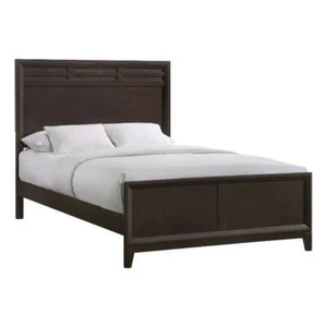 Pemberly Row Contemporary 57"W Wood Full Panel Bed in Merlot - Picture 1 of 8
