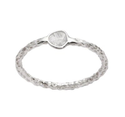 Natural Polki Diamond Stacking Dainty Hammered Ring 925 Sterling Silver Jewelry - Image 1 of 4