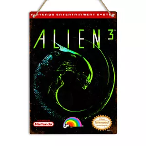 Alien 3 NES Metal Tin Wall Sign Nintendo Retro Game Box Art Arcade Gamer Gift - Picture 1 of 15