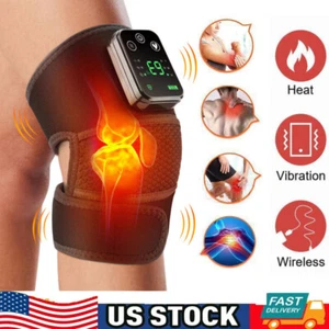 Knee Massager Heat & Vibration Cordless Heated Knee Brace for Knee Pain Relief - Picture 1 of 18