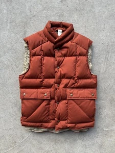 Vintage Eddie Bauer Puffer Jacket Medium Vest Goose Down USA Made Red Rust Amber - Bild 1 von 11