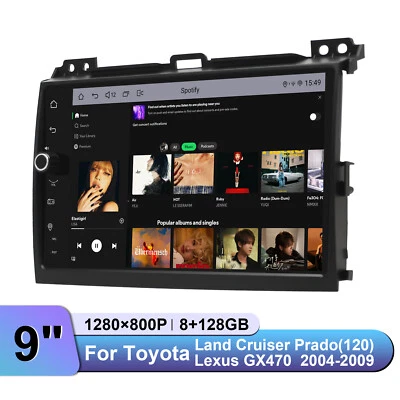Radio de coche 9" 8+128 GB Plug & Play Android 13 para Lexus GX470 2004-2009 con perilla Foto 1 de 4
