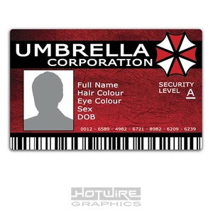PERSONALISED Printed Novelty ID- Resident Evil UMBRELLA Corporation Card - GAME - Picture 1 of 2