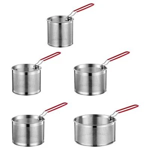 Stainless Steel Fry Basket with Handle Tableware Round Wire Mesh Kitchen Fry - Picture 1 of 34
