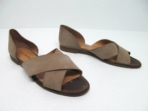 Lucky Brand Gallah Women's Open Toe Flats Taupe Leather size 10 - Picture 1 of 9