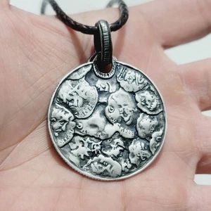 Silpada Sterling Silver Large Disc Pendant Necklace On Leather Chain - Picture 1 of 12