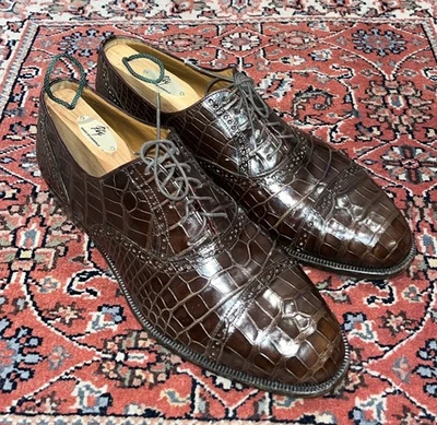 Мужские церкви Prima Classe коричневый подлинный аллигатор крышка носок туфли на шнуровке, размер 10 M - Изображение 1 из 4