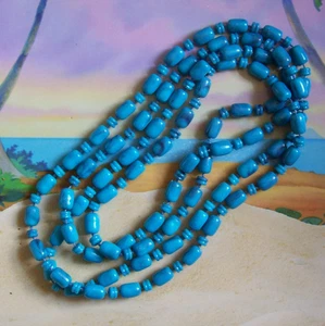 Vtg 30" Turquoise Round Plastic Bead Necklace Long Enough to Create a Double. - Picture 1 of 3