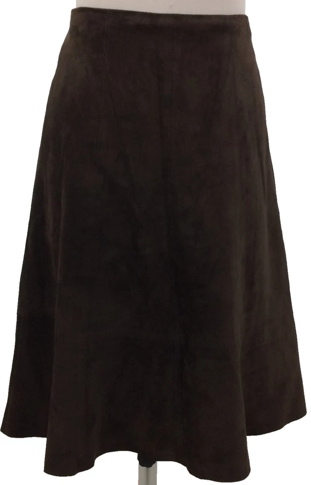 Falda de gamuza para mujer Tommy Hilfigger talla 30" marrón línea A forrada cremallera Foto 1 de 4