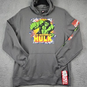 MARVEL HULK Hoodie Mens Extra Large XL GRAY Sweatshirt COMICS LIGHTWEIGHT NWT - Picture 1 of 14