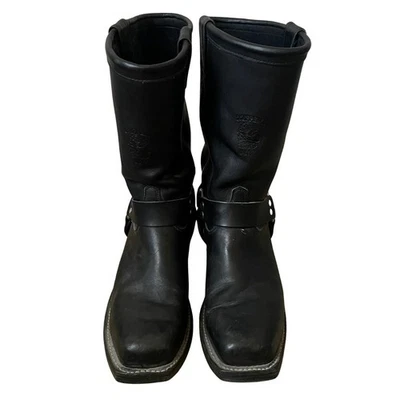 Vintage Chippewa Boots Mens 10 D Black Leather Engineer Hardness Vibram USA - Image 1 of 4