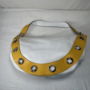Barbara Milano Leather White/Yellow Bag - Picture 1 of 22
