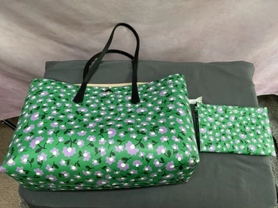 Bolso de Mano Kate Spade Molly Resistente Verde Púrpura Floral Recubierto Lona Cierre y Bolsa con Cremallera Foto 1 de 4