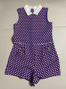 Janie And Jack Sleeveless Romper Girls Toddler Size 5T Floral Geometric Purple - Picture 1 of 16