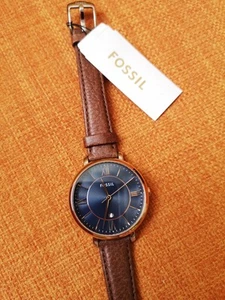 Fossil Damenuhr Jaqueline ES4274 blau Rosegold Lederarmband neu edel mit Datum - Bild 1 von 4