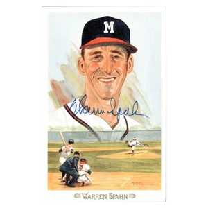 Warren Spahn Milwaukee Braves Signed Perez Steele 1989 Postcard #5619/10000 JSA - Picture 1 of 2