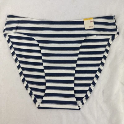 Pack of 5 SO Intimates Cotton Blend Navy Blue & White Stripe Bikini Size Small - Image 1 of 4