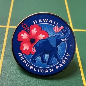 Prendedor de solapa de recuerdo esmaltado vintage del Partido Republicano de Hawai - Imagen 1 de 2
