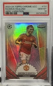 2024 Topps Chrome RASMUS HOJLUND Hero Variation Refractor SSP Case Hit PSA 10 - Picture 1 of 4