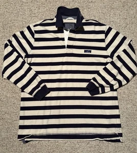 L.L. Bean Men XL Tall Traditional Fit Blue White Stripe Long Sleeve Rugby Shirt - Picture 1 of 4