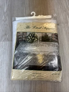 "Mantel de encaje blanco La Última Cena 60x86"" oblongo religioso de Pascua de colección nuevo en paquete" - Imagen 1 de 9