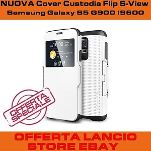 Offertissima Cover Custodia Flip S-View per Samsung Galaxy S5 G900 I9600 Bumber - Foto 1 di 4